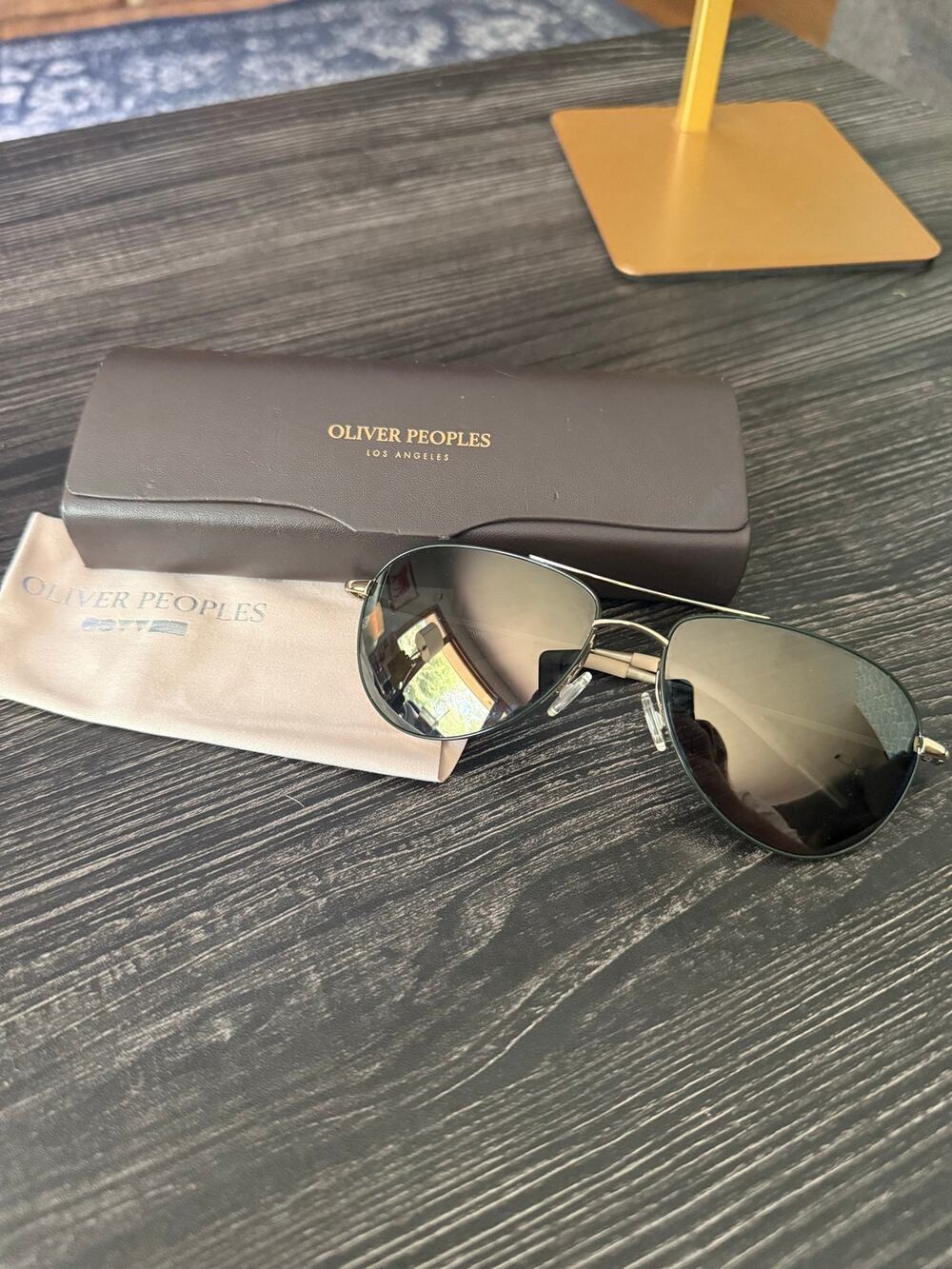 OLIVER PEOPLE Benedict Polarized Green & Gold Sunglasses (59 x 16)